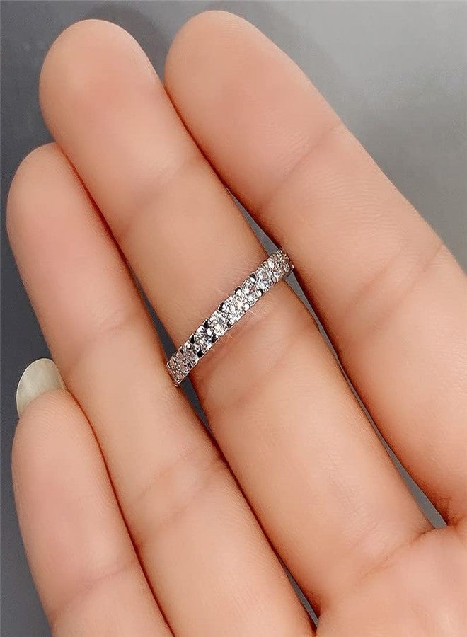ZDIFDIC 3mm Eternity Band for Women 925 Sterling Silver Wedding Thin Band Shiny Full Simulated Diamond Round CZ Cubic Zirconia Stackable Statement Engagement Promise Anniversary Ring Size 7 - Image 5